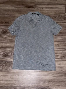 Camisa Polo Theory Para Hombre Grande Gris Blanco Rayas Mezcla Modal Manga Corta Tejida - Imagen 1 de 5