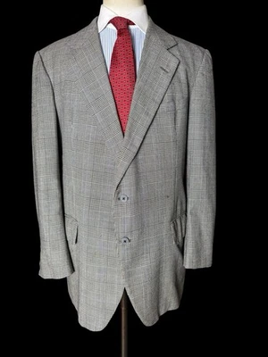 Abrigo deportivo de sofá y piel a medida 46R gris Glen cuadros POW Check años 80 Savile Row Foto 1 de 4