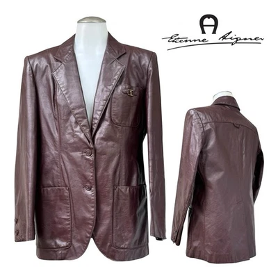 Chaqueta Blazer Clásica A Medida 8 Cuero ETIENNE AIGNER De Colección Años 70 80 Para Mujer Foto 1 de 4
