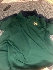 Notre Dame Fighting Irish Adidas Mens Polo Shirt Navy Green Sz Small Climalite - Picture 1 of 4