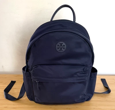 Mochila Tory Burch Ella Nylon Azul Marino Tono Dorado Herrajes (88368) Bolso *LEER* Foto 1 de 4