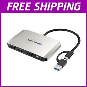 Dual 4K USB C & USB 3.0 Adapter for DisplayPort/HDMI - Lightweight & Portable - Picture 1 of 11