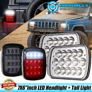For 87-95 Jeep Wrangler YJ 7x6" 5x7" LED Headlights Sealed Beam+LED Tail Lights - Picture 1 of 12