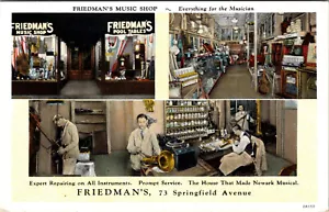 NEWARK, NEW JERSEY - FRIEDMAN'S MUSIC SHOP - MULTI-VIEW INTERIOR - ALTE POSTKARTE - Bild 1 von 2