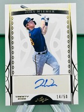 2022 Leaf Trinity Base Autographs Gold Foil Joey Wiemer Rc Auto Brewers #d 14/50