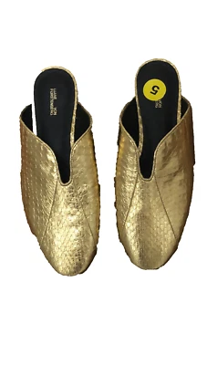 Nuevo DVF Diane von Furstenberg Mujer Zapatos Dorado Octavia Genuino Piel de Serpiente Mules 5 Foto 1 de 4