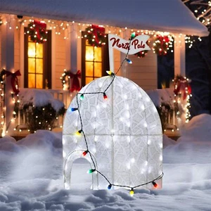 Iglú de Navidad Iluminado Decoraciones 39 Oropel 2D Pre-Iluminado Polo Norte Hielo - Imagen 1 de 9
