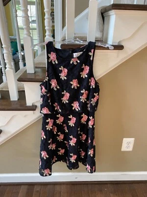 VESTIDO MUJER TALLA 2 MARCA ELLE BORDADO CON FLORES, FORRADO SIN MANGAS Foto 1 de 4
