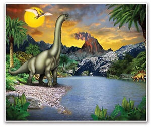 DINOSAUR Scene Setter party wall backdrop Brachiosaurus dino mural