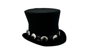 Black Felt Top Hat Large Conch Victorian Steampunk Mad Hatter Slash Rock Costume - Picture 1 of 7