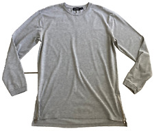 Topman Basic Grey Long Line Side Zip Plain Long Sleeve Top T.Shirt Size UK M
