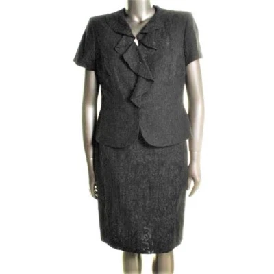 NIPON BOUTIQUE Mujer $199 JET NEGRO Brillo Volantes Cuello 2 PIEZAS FALDA TRAJE TALLA 6 NUEVO CON ETIQUETAS Foto 1 de 3