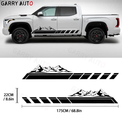 2pcs Black Stripes Mountains Graphic Car Side Skirt Decal Sticker For Ford F150 — 第 1/4 张图片