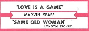 Jukebox Title Strip - Marvin Sease: "Love Is A Game" - rare '88 R&B - Picture 1 of 1