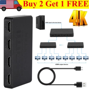 HDMI Splitter 1 In 4 Out 4K UHD HD 1080P 4-Port Repeater Splitter Amplifier 1x4 - Picture 1 of 9