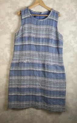Talbots Womens Sleeveless Blue Plaid Tweed Shift Dress Size 16 Casual, Work - Image 1 of 4
