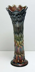 Antique Fenton April Showers Green Carnival Glass Vase 11" - Picture 1 of 6