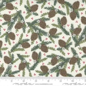 Moda Holly Berry Tree Farm by Deb Strain 56034 11 White Pinecones Cotton - Picture 1 of 1