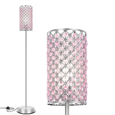 Crystal Floor Lamp for Bedroom, Living Room Pink Floor Lamps Modern Tall Lamp... - Image 1 of 4