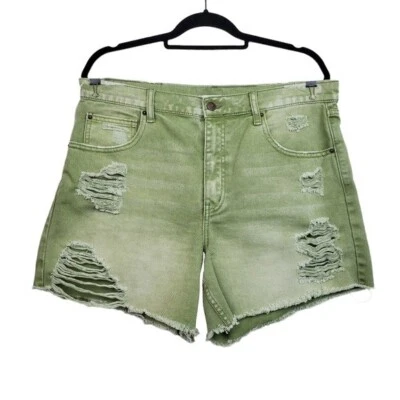 Urban Outfitters Womens BDG Green Denim Drop Waist Destroy Shorts Size 31 - Image 1 of 4