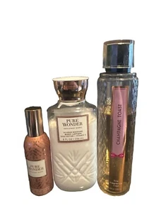 Bundle of 3 Bath & Body Works Pure Wonder & Champagne Toast Lotion Mist Spray - Imagen 1 de 4