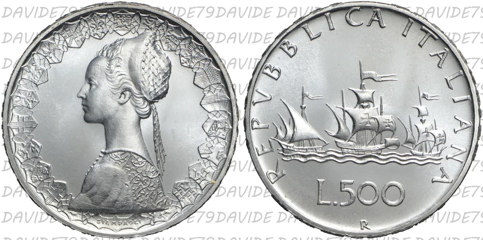 01096] ITALIAN REPUBLIC - 500 LIRE SILVER 2001 CARAVELLE - UNC - Image 1 of 1