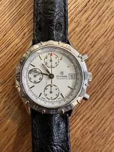 Vintage Mans Cyma Automatic Chronograph Wristwatch Valjoux 7750 Ships Fast - Picture 1 of 14