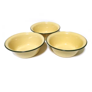 3pcs x  7" Yellow enamel camping round bowl vintage enamelware dinner set O - Picture 1 of 12