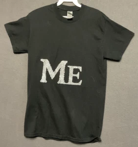 Women's Black T-Shirt "ME" Text Design Size Medium Cotton Shirt Graphic Tee - Picture 1 of 8