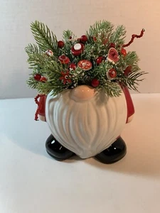 Christmas VTG Button Bouquet/Santa Gnome-Country Farmhouse Shabby Winter Decor - Picture 1 of 5