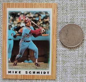 1987 Topps Baseball Major League Leaders Mini #30 Mike Schmidt Philadelphia