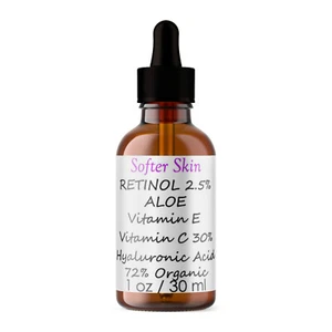 VITAMIN C SERUM 30% + E + RETINOL + HYALURONIC ACID (HA) Organic Anti-Aging 1 oz - Picture 1 of 2