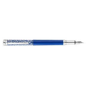 Pluma Waldmann, pluma estilográfica plata esterlina XETRA VIENNA azul, grabado a mano vienés - Imagen 1 de 5