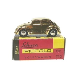 Schuco 1:90 Gold Tone VW Volkswagon Beetle Diecast Käfer Cabrio Piccolo 712 - Picture 1 of 9
