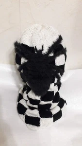 Wende Strickmütze Sturmhaube schwarz-weiß mit Spinne - Bild 1 von 6