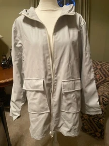 Zara Girls' Hooded Zip Up Front Rain Coat Beige Size 13-14 - Picture 1 of 5