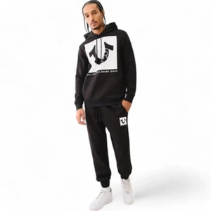True Religion Mens 2 Piece Sweatsuit Size L Studded Tracksuit Matching Gift Set - Picture 1 of 12