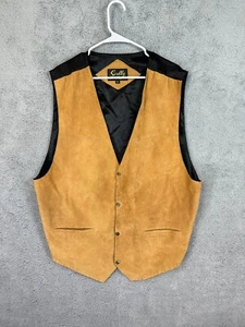 Scully Leather Vest Mens 3XL Beige Button Front Western Vest Pockets Adjustable - Picture 1 of 11