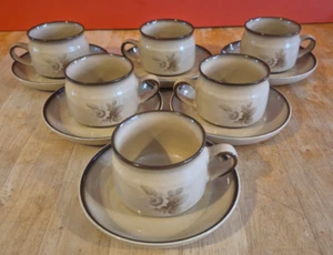 Juego de 6 tazas y platillos Denby Memories de gres vintage - Imagen 1 de 18