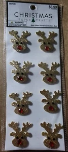 Adesivi renne glitter oro - 8 pz - Artigianato di carta natalizia - - Foto 1 di 2