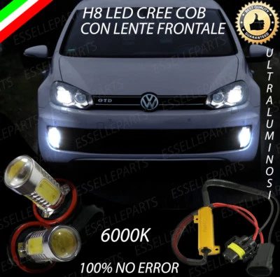 COPPIA LAMPADE FENDINEBBIA H8 LED CREE COB CANBUS VW GOLF 6 VI 100% NO ERROR - Immagine 1 di 4