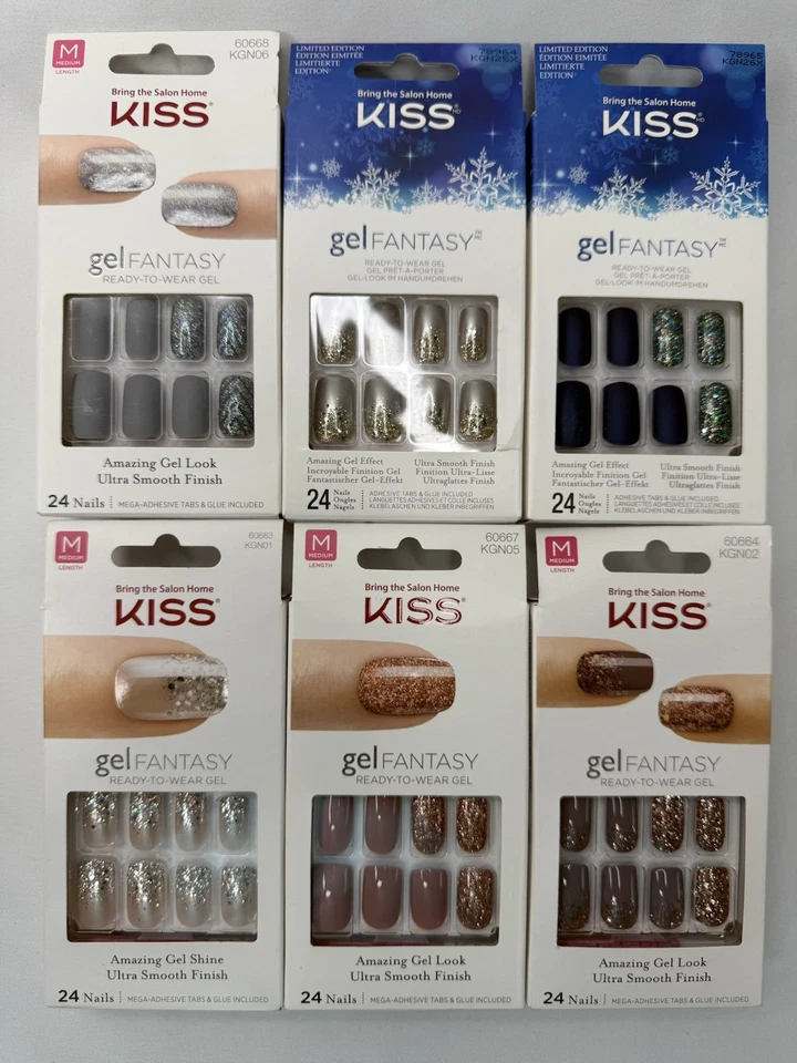 KISS GEL 幻想指甲包 X6 中号长度准备穿节日圣诞节 — 第 1/4 张图片