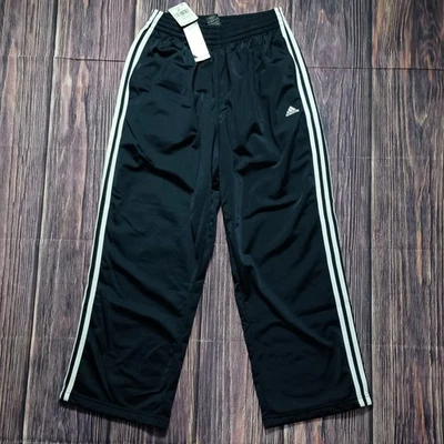 New Adidas Mens Med Track Pants Navy Blue White 3 Stripe  Baggy Fit Pockets - Image 1 of 4
