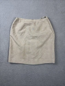 Ralph Lauren Pencil Skirt Tan White Houndstooth Linen Cotton Size 10 lined - Picture 1 of 10