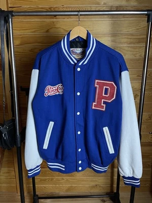 Vintage Pepsi Cola Varsity Letterman Jacket Blue White Size L Retro Bomber USA - Image 1 of 4