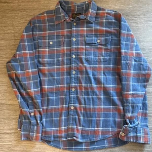 Lucky Brand Flannel Shirt Mens XL Button Up Long Sleeve Plaid Blue - Picture 1 of 9