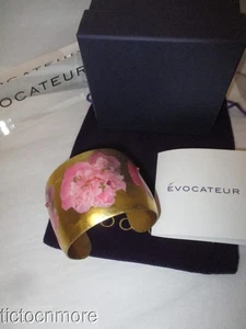DESIGNER EVOCATEUR PINK PEONY GARDEN 2" CUFF BRACELET RETIRED GN-159 NOS - Picture 1 of 5