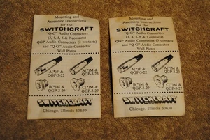 2 Vintage Switchcraft Mounting and Assembly Instructions Pamphlets Q-G & QGP - Picture 1 of 3