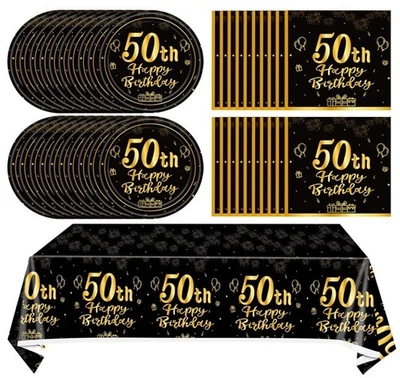 41Pcs 50Th Birthday Party Decorations for Men Women, Black Gold Happy 50Th Birth - Изображение 1 из 4