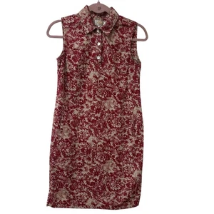 Abito Talbots Vintage Donna Taglia 2 Petite Rosso Floreale Senza Maniche Collo Y2K Preppy - Foto 1 di 5